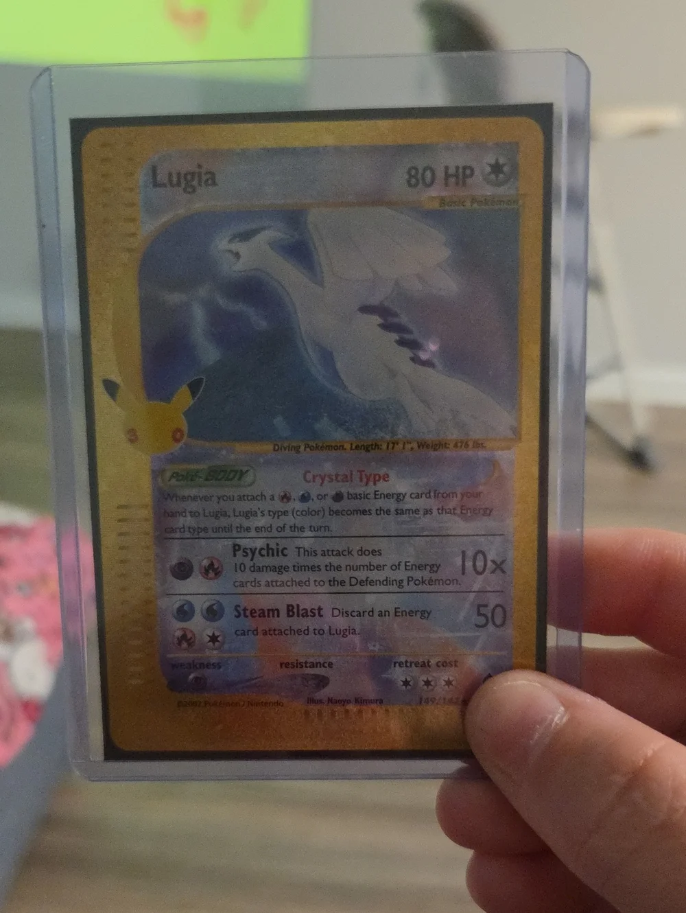 Pokemon Lugia Holo Card - Gold Border, Blue Artwork
